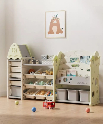 Feelkids sistem za odlaganje igračaka i knjiga Kućica i drvce Kombo svetlo Zelena