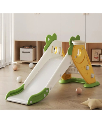 Feelkids dečji tobogan sa košem Šargarepica 133x49x65cm Zeleno Žuta