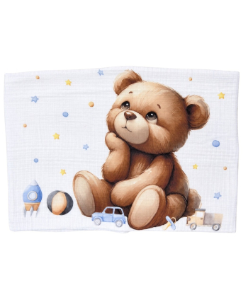 Deksi muslin prekrivač za bebe četvoroslojni Meda plavi 120x120cm