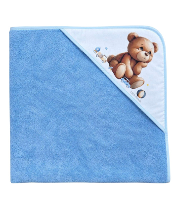 Deksi peškir za bebe sa kapuljačom 100x100cm Meda Plavi