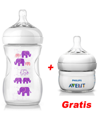 Avent flašica natural 260 ml Deco Elephant + GRATIS flašica natural 60 ml SCF628/699