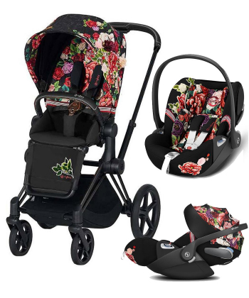 Cybex Priam kolica za bebe + Auto sedište Cloud Z - Spring Blossom Dark&Matt Black