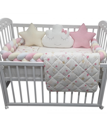 Textil Bambino komplet posteljina za krevetac za bebe Roze - 120x60 cm
