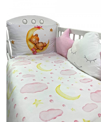 Textil Sanjalica komplet posteljina za krevetac za bebe Roze - 120x60 cm
