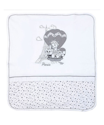 Tri Drugara u Parizu pamučni prekrivač za bebe 80x85 cm - Beli