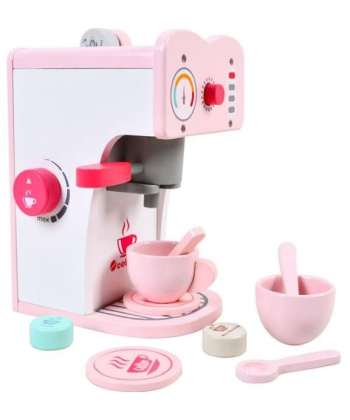BBO drvena igračka za decu espreso aparat pink