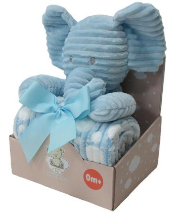 BBO plišani set za bebe igračka i ćebe Blue Elephant WL-5337