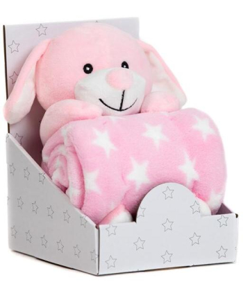 BBO set za bebe ćebe sa igračkom – Pink Dog