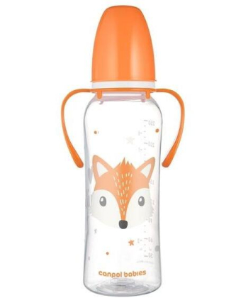 Canpol Babies flašica za bebe sa ručkama Cute Animals 250 ml Orange - 11/845