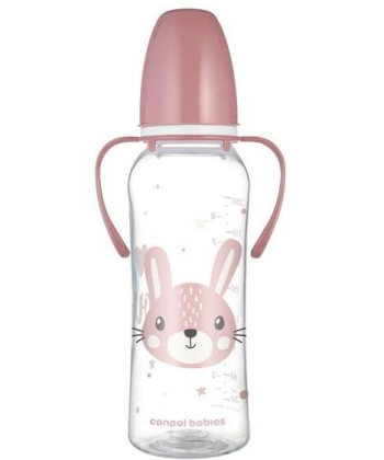 Canpol Babies flašica za bebe sa ručkama Cute Animals 250 ml Pink - 11/845