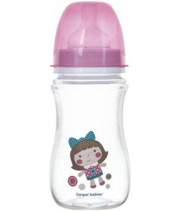 Canpol Babies flašica 240 ml široki vrat antikolik - easy start - toys pink doll