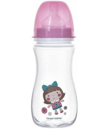 Canpol Babies flašica 300 ml široki vrat antikolik - easy start - toys doll - pink
