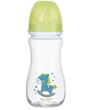 Canpol Babies flašica 300 ml široki vrat antikolik - easy start - toys horse - zelena