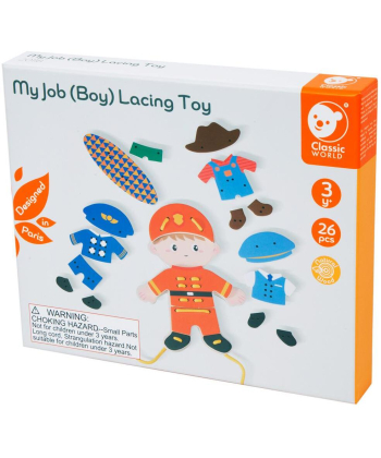 Classic World Zabavno pertlanje zanimanja dečak drvena igračka za decu - 30837