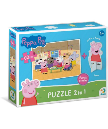 Dodo puzzle za decu Peppa prase 2 u 1 sa Figurom porodica 60 elemenata - A066189