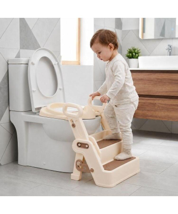 ECOTOYS adapter za wc šolju za decu sa stepenikom i rukohvatima HA-P33-2 Beige