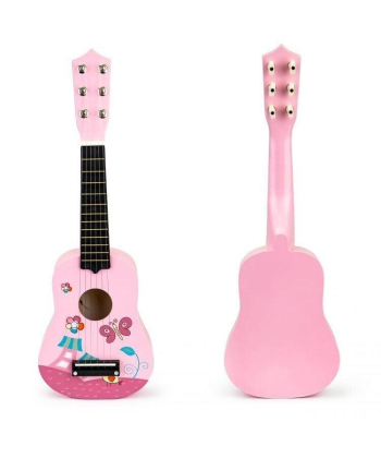 ECOTOYS drvena gitara za decu sa metalnim žicama Pink - FO18P