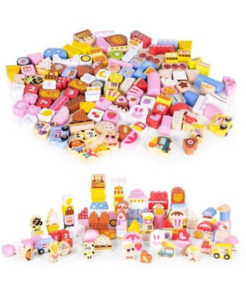 ECOTOYS edukativne drvene kocke set igračke za decu Candy City 116 kom