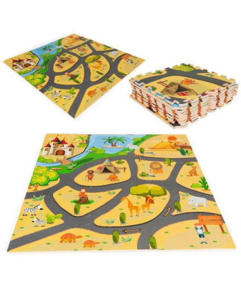 ECOTOYS puzzle eva podloga za igru dece 93x93 cm Safari