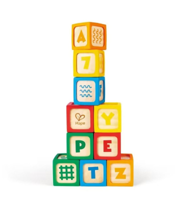 Hape drvene kocke sa silikonskom ivicom igračka za bebe 10 elemenata E0131