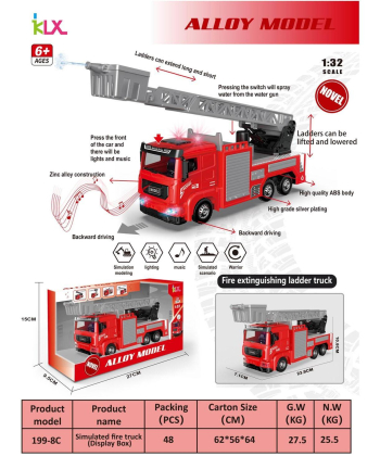 HK Mini metalni vatrogasni kamion sa muzikom i svetlima 1:32 A097823