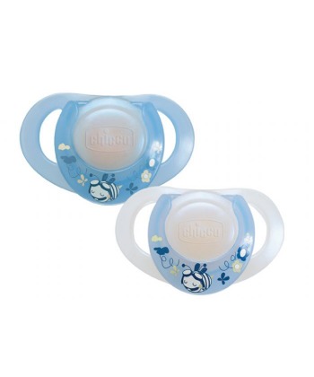 Chicco laza za bebe i decu (varalica) fizioloska plava silikon 0 meseci + 2 kom