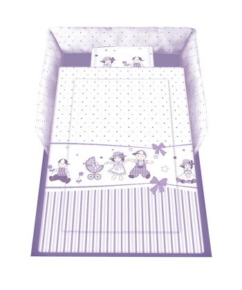 Lorelli Bertoni posteljina za krevetac za bebe happy set violet dolls 120 x 60 cm