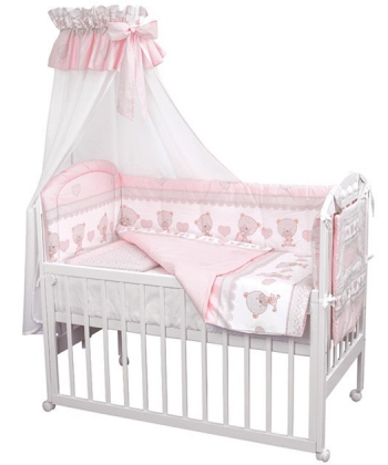 Textil komplet posteljine za bebe meda - Rozi