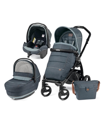 Peg Perego kolica 3 u 1 BOOK PLUS RAM NERO POP UP XL Completo Modular BLUE DENIM