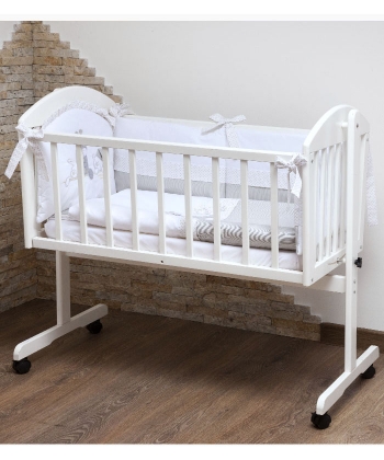Tri Drugara posteljina za kolevku za bebe belo siva