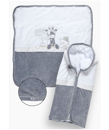 Tri Drugara plišani punjeni prekrivač za bebe belo siva