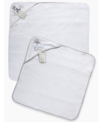 Tri Drugara peškir za bebe sa kapuljačom 75 x 75 belo siva