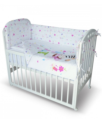 Textil komplet posteljina za krevetac za bebe Devojčica sa mašnom