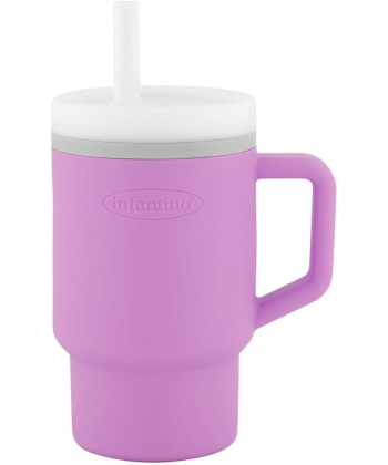 Infantino silikonska čaša sa slamčicom 266ml, 6m+ Lila - 22115392