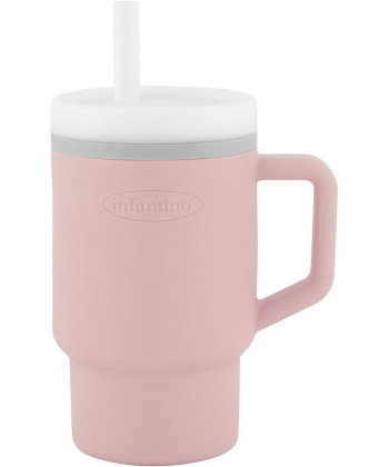 Infantino silikonska čaša sa slamčicom 266ml, 6m+ Roze - 22115407