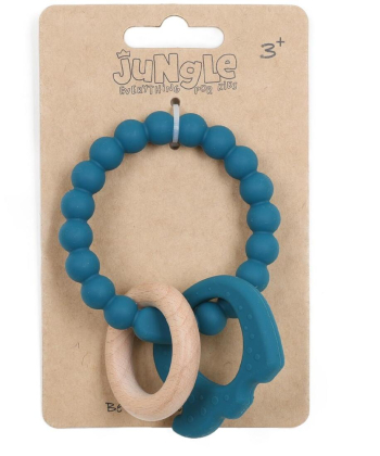 Jungle silikonska glodalica 3 u 1 Elephant Blue