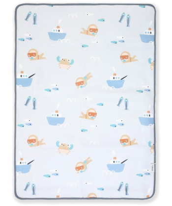 Jungle vodootporna navlaka sa lastišom za dušek 60x120 cm Brodići plava