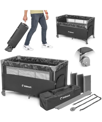 Kidnort Naste prenosivi krevetac dva nivoa Dark Grey Melange