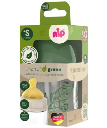 Nip Green staklena flašica za bebe spori protok 120ml Zelena - A067792