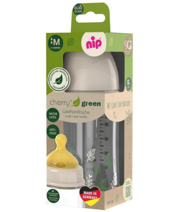 Nip Green staklena flašica za bebe srednji protok 240ml Bež - A067795