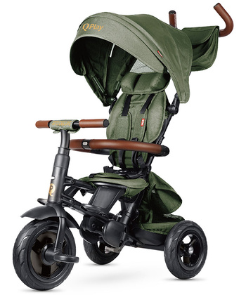 QPlay Rito Deluxe tricikl za decu sa gumenim točkovima do 25 kg Olive