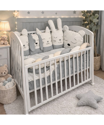 Ready komplet posteljina za krevetac za bebe Friends 120x60 cm Siva