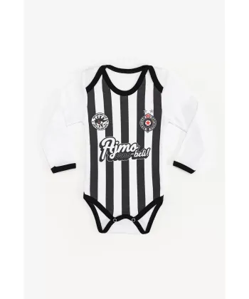 STEFAN bodi za bebe dug rukav Partizan ajmo crno-beli veličina 86