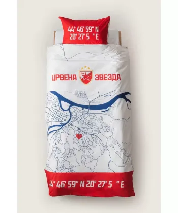 STEFAN posteljni set (navlake) za dečiji krevet 2 u 1 FK Crvena Zvezda mapa kreveta 140x200