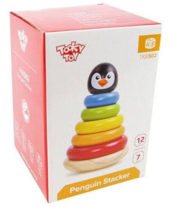 Tooky toy drvena igračka za decu Kula za slaganje Oblika pingvin - A058593