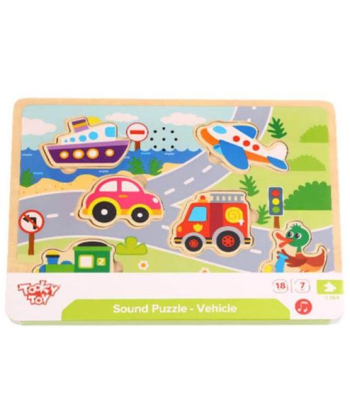 Tooky toy drvena igračka za decu zvučna umetaljka Vozila - A058576