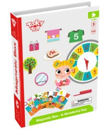 Tooky Toy drvena igračka za decu Magnetna kutija sa oblicima 108 elemenata - A058562