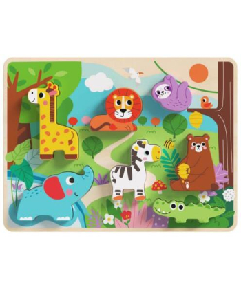 Tooky Toy drvena igračka za decu umetaljka Životinje u džungli - A077546