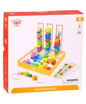 Tooky Toy edukativna drvena igračka za decu Nizanje perlica 68 elemenata - A058542