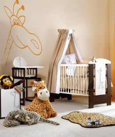 Klups krevetac za bebe Safari Giraffe sa podnom fiokom Walnut&White